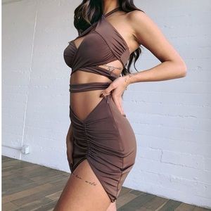 Tiger Mist Gorgette Brown Top & Bottom XS